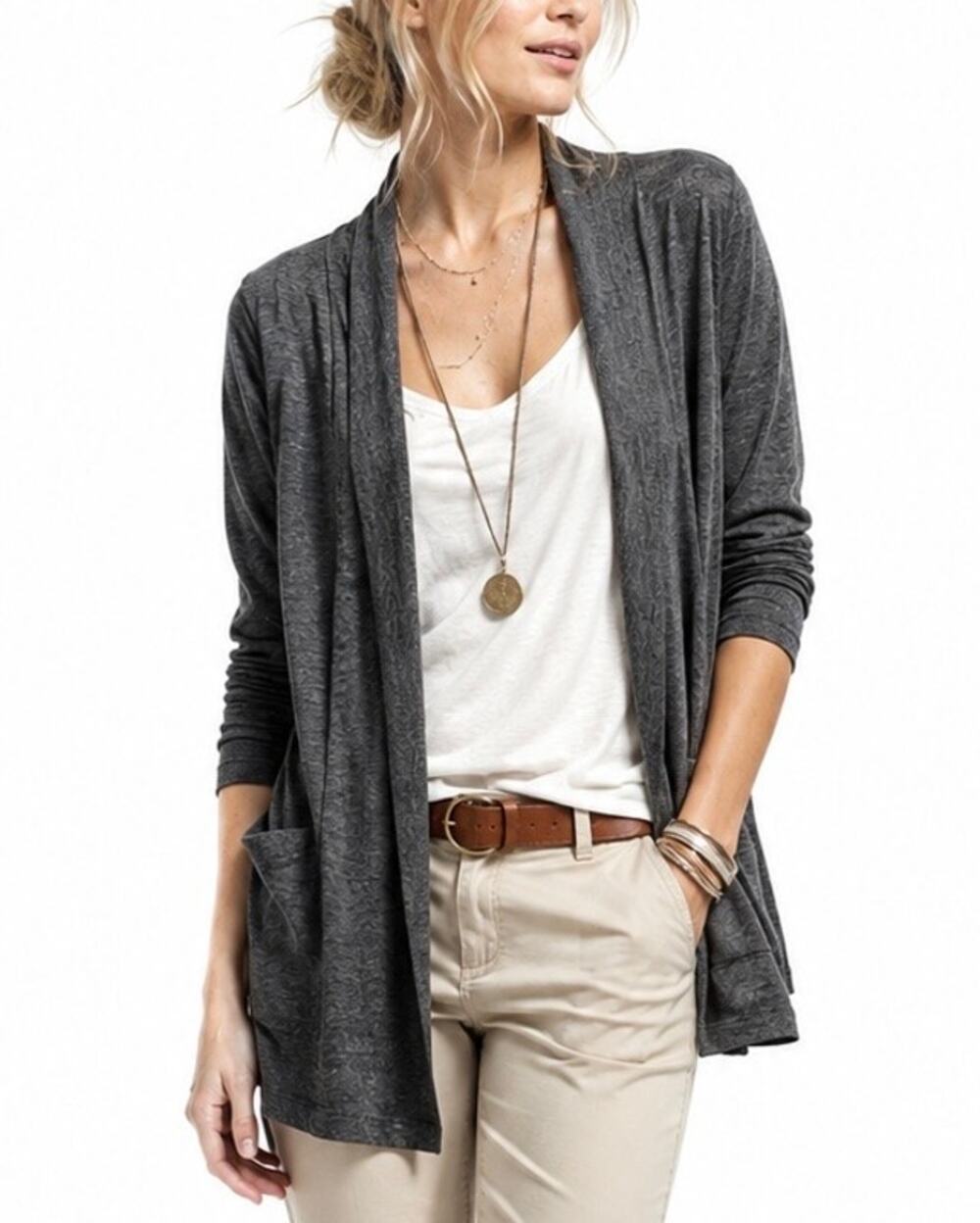 J. Crew Always Open Cardigan Sweater Gray 33418 Size XL